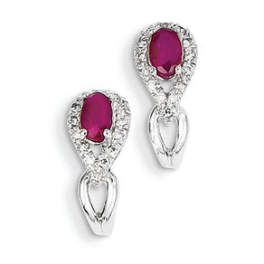 0.8 Carat 14K White Gold Diamond & Ruby Earrings