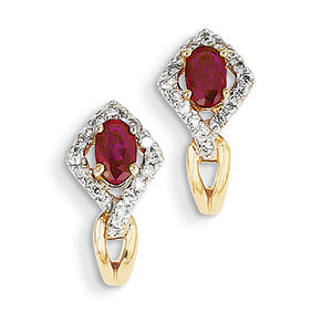 0.9 Carat 14K Gold Diamond & Ruby Earrings