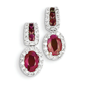 1.9 Carat 14K White Gold Diamond & Ruby Earrings