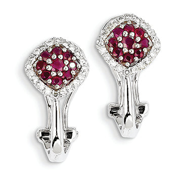 1.2 Carat 14K White Gold Diamond & Ruby Earrings