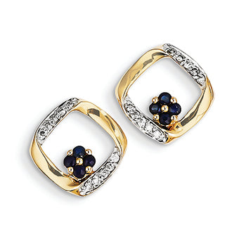 0.3 Carat 14K Gold Diamond & Sapphire Earrings