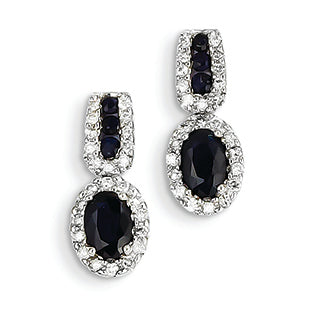 1.9 Carat 14K White Gold Diamond & Sapphire Post Earrings