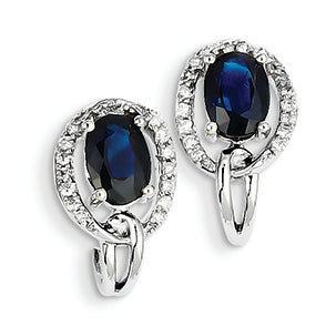 2.4 Carat 14K White Gold Diamond & Sapphire J Hoop Earrings