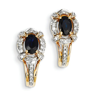 1.7 Carat 14K Gold Diamond & Sapphire Earrings