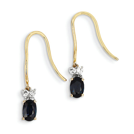 1.5 Carat 14K Gold Diamond & Sapphire Earrings
