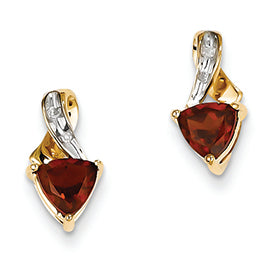0.7 Carat 14K Gold Diamond and Garnet Heart Post Earrings