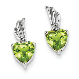 1.5 Carat 14K White Gold Diamond and Peridot Heart Post Earrings
