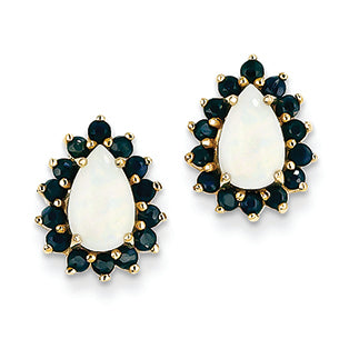 2.4 Carat 14K Gold Opal and Sapphire Post Earrings