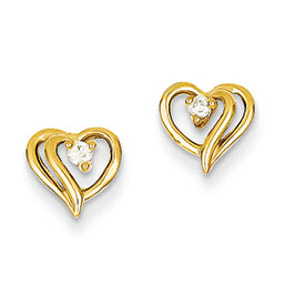 0.1 Carat 14K Gold Diamond heart earring
