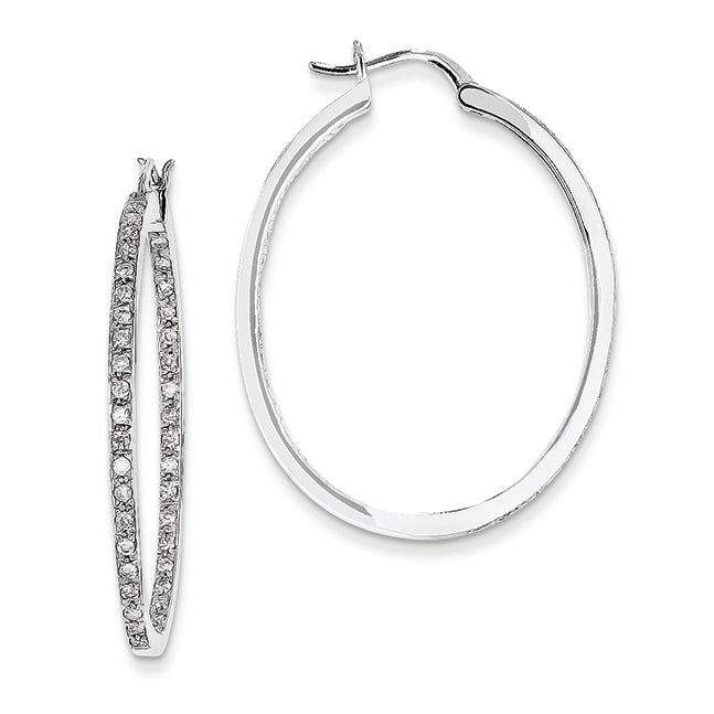 0.7 Carat 14K White Gold Quality Completed Diamond In/Out Hoop Earrings