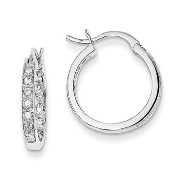 0.3 Carat 14K White Gold Diamond In/Out Hoop Earrings