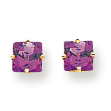 1.2 Carat 14K Gold 5mm Princess Cut Amethyst earring