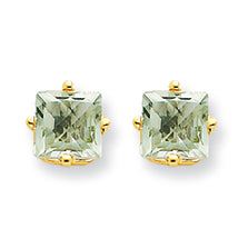 1.4 Carat 14K Gold 5mm Square Green Amethyst Earring