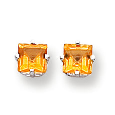 1.3 Carat 14K White Gold 5mm Princess Cut Citrine earring
