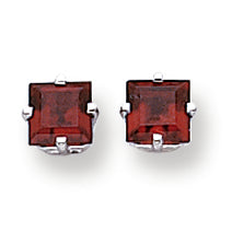 2 Carat 14K White Gold 5mm Princess Cut Garnet earring