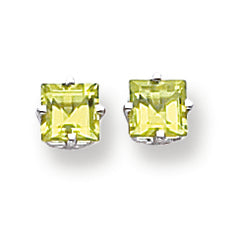 1.5 Carat 14K White Gold 5mm Princess Cut Peridot earring