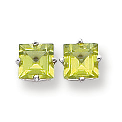 2.4 Carat 14K White Gold 6mm Princess Cut Peridot earring