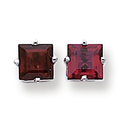 2.6 Carat 14K Gold Rhodalite Garnet Diamond princess stud earring