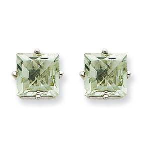 3.2 Carat 14K Goldw 7mm Square Green Amethyst Earring