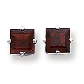 4.4 Carat 14K White Gold 7mm Princess Cut Garnet earring