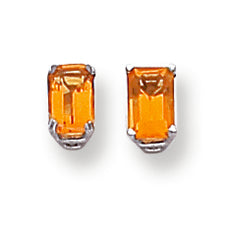 1.3 Carat 14K White Gold 6x4mm Emerald Cut Citrine earring