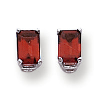1.6 Carat 14K White Gold 6x4mm Emerald Cut Garnet earring
