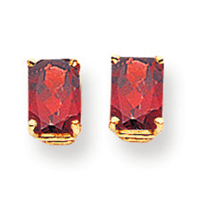2.7 Carat 14K Gold 7x5mm Emerald Cut Garnet earring