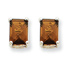 1.9 Carat 14K Goldw 7x5mm Emerald Smokey Quartz Earring