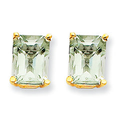 3 Carat 14K Gold 8x6 Emerald Green Amethyst Earring