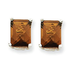 3 Carat 14K Goldw 8x6mm Emerald Smokey Quartz Earring