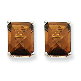 4.6 Carat 14K Goldw 9x7mm Emerald Smokey Quartz Earring