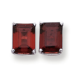 5.8 Carat 14K White Gold 9x7mm Emerald Cut Garnet earring