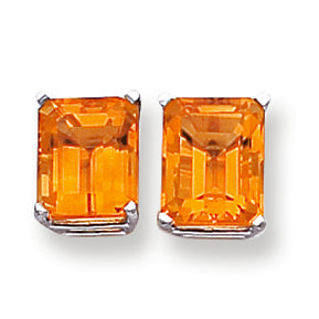 6.3 Carat 14K Gold Citrine Diamond emerald stud earring