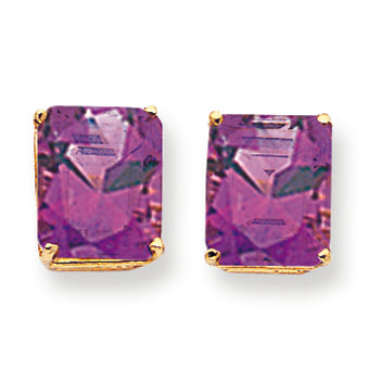 11.4 Carat 14K Gold 12x10mm Emerald Cut Amethyst earring