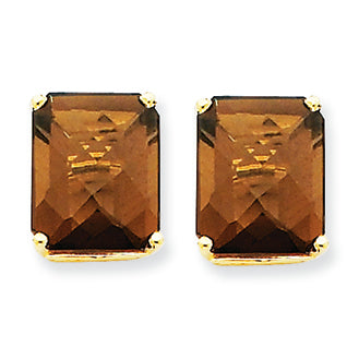 11.4 Carat 14K Gold 12x10 Emerald Smokey Quartz Earring