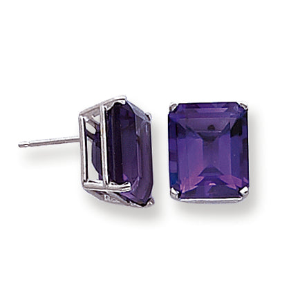11.4 Carat 14K White Gold 12x10mm Emerald Cut Amethyst earring