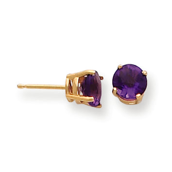1.6 Carat 14K Gold 6mm Amethyst Checker earring