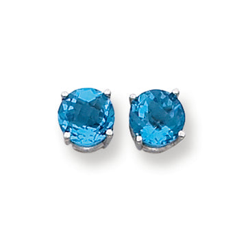 3.6 Carat 14K White Gold 7mm Blue Topaz Checker earring