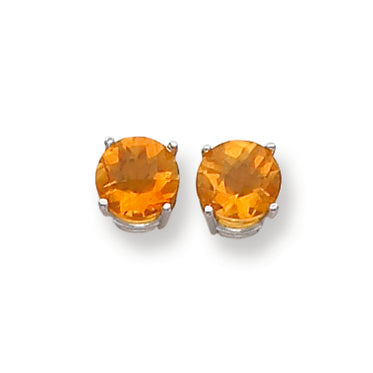 2.5 Carat 14K White Gold 7mm Citrine Checker earring