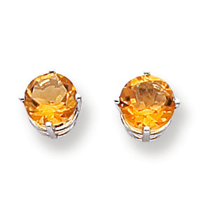 2.6 Carat 14K White Gold 7mm Citrine earring
