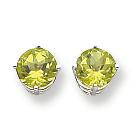 3 Carat 14K White Gold 7mm Peridot earring