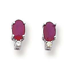 1.5 Carat 14K White Gold 6x4mm Oval Ruby Diamond earring