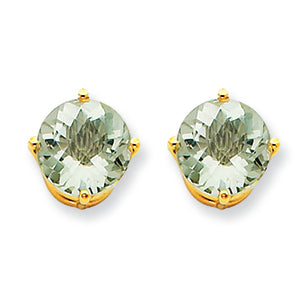 4 Carat 14K Gold 8mm Round Green Amethyst Earring