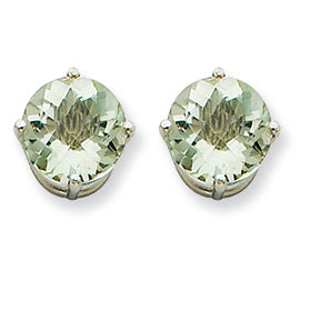 4 Carat 14K Goldw 8mm Round Green Amethyst Earring