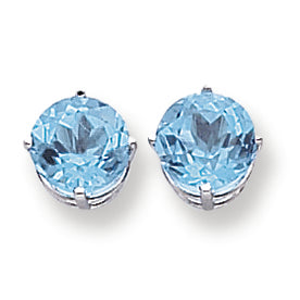 5.3 Carat 14K White Gold 8mm Blue Topaz earring
