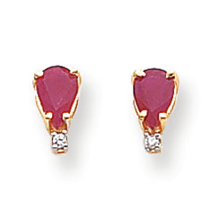 1.1 Carat 14K Gold Ruby Diamond earring