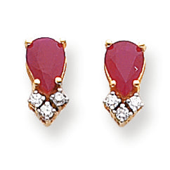 2.1 Carat 14K Gold Ruby Diamond earring
