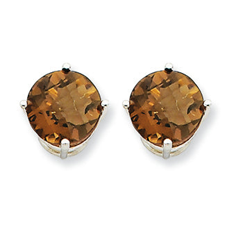 4.8 Carat 14K Goldw 9mm Round Smokey Quartz Earring