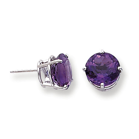 6.7 Carat 14K Gold Amethyst Diamond round stud earring