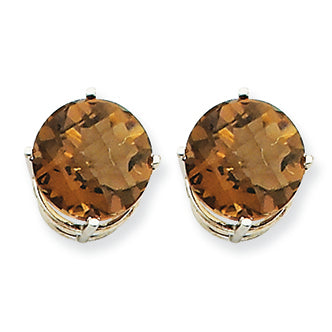 7.5 Carat 14K Goldw 10mm Round Smokey Quartz Earring